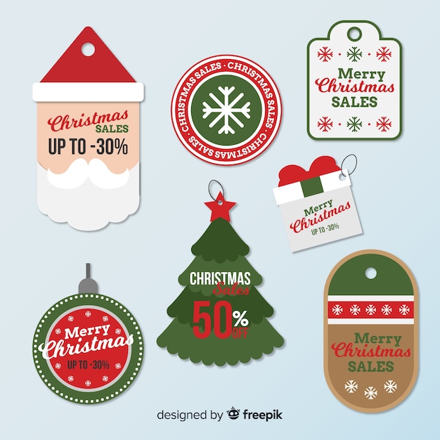 Colección de etiquetas de rebajas navideñas