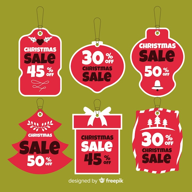 Colección de etiquetas de rebajas navideñas