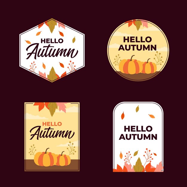 Colección de etiquetas de rebajas de otoño planas