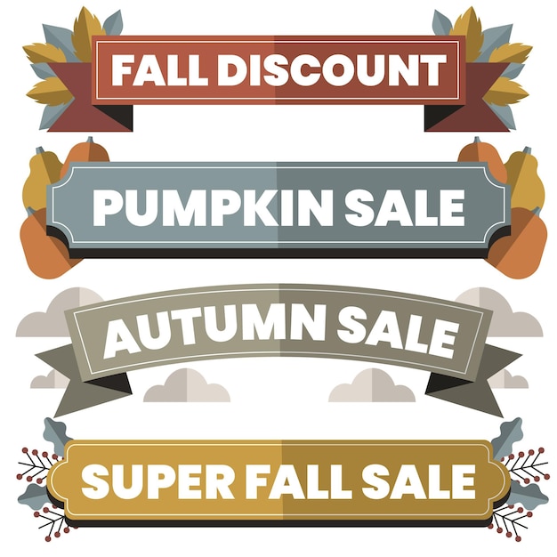 Colección de etiquetas de rebajas de otoño planas