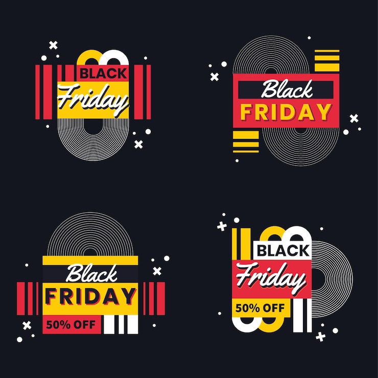 Vector gratuito colección de etiquetas de rebajas de viernes negro plano
