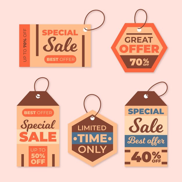 Colección de etiquetas de rebajas vintage