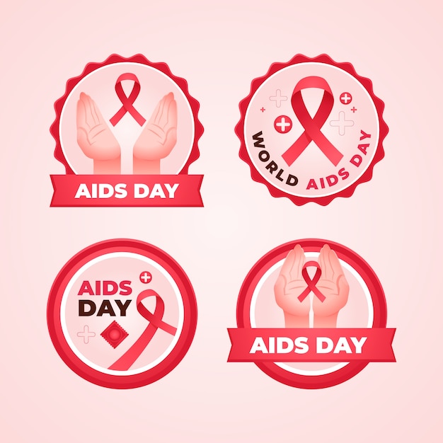 Vector gratuito colección de etiquetas de recuerdo del día mundial del sida