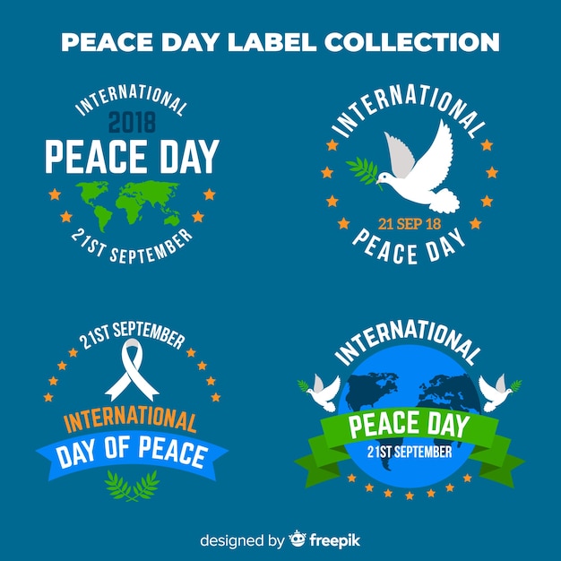 Colección de etiquetas redondas del día de la paz