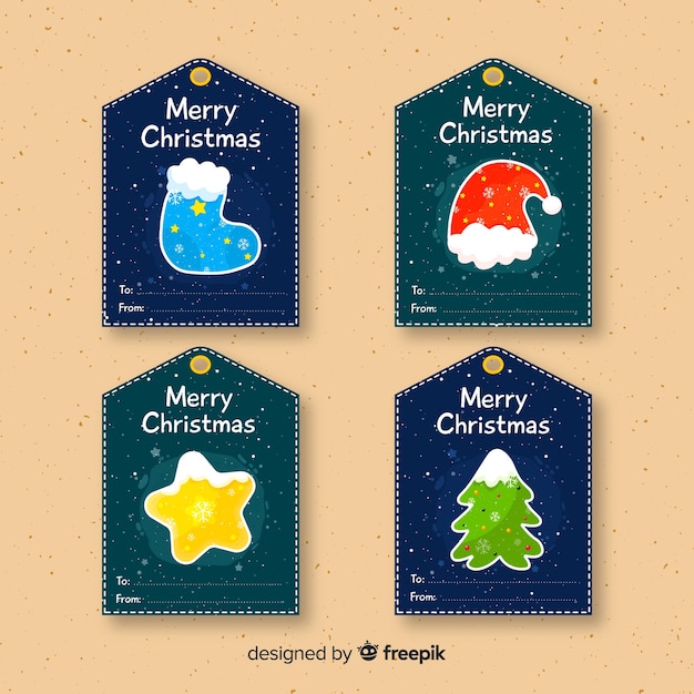 Vector gratuito colección de etiquetas de regalo de navidad