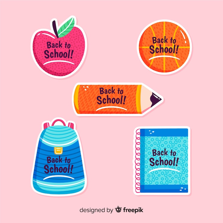 Vector gratuito colección de etiquetas de regreso a la escuela dibujadas a mano