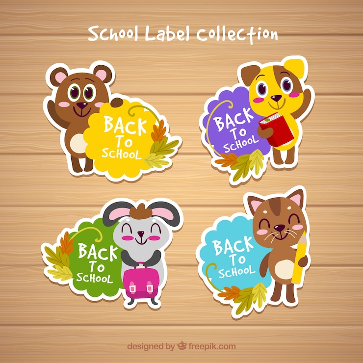 Vector gratuito colección de etiquetas de regreso a la escuela