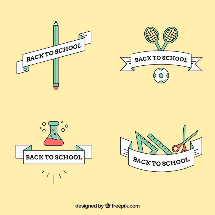 Vector gratuito colección de etiquetas de regreso a la escuela