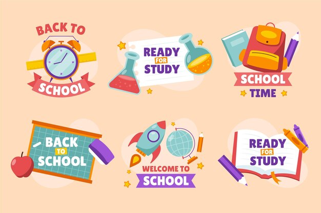 Colección de etiquetas de regreso a la escuela