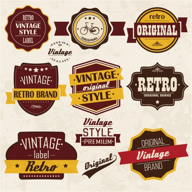 Vector gratuito colección de etiquetas retro a color