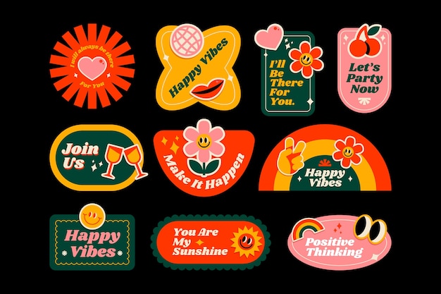Colección de etiquetas retro dibujadas a mano