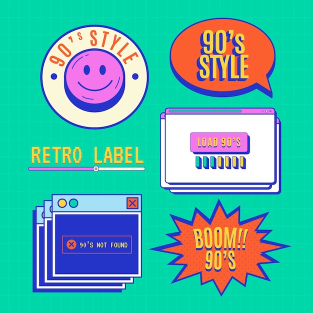 Vector gratuito colección de etiquetas retro dibujadas a mano