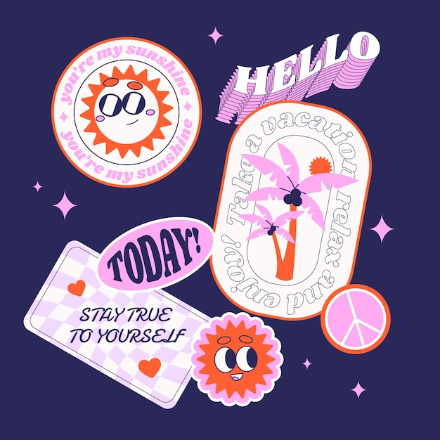 Colección de etiquetas retro de diseño plano