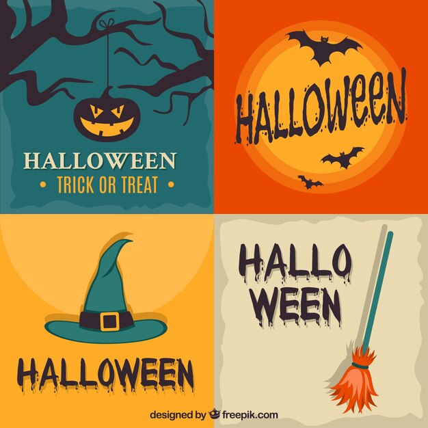 Colección de etiquetas retro de halloween