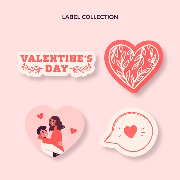 Colección etiquetas san valentín dibujadas a mano