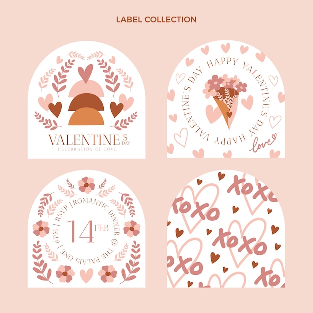 Vector gratuito colección etiquetas san valentín dibujadas a mano