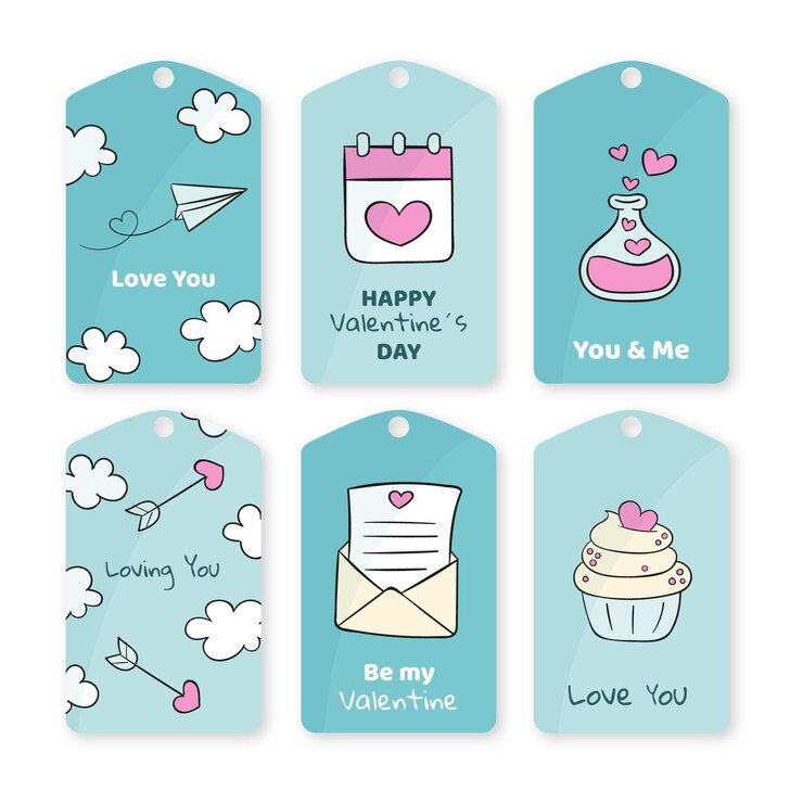 Vector gratuito colección de etiquetas de san valentín dibujadas