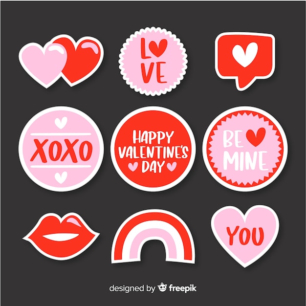 Vector gratuito colección etiquetas san valentín simples