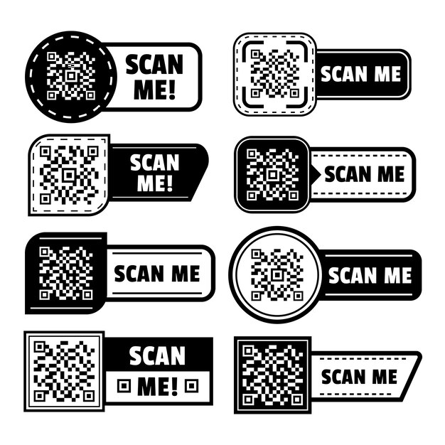 Colección de etiquetas scan me de diseño plano