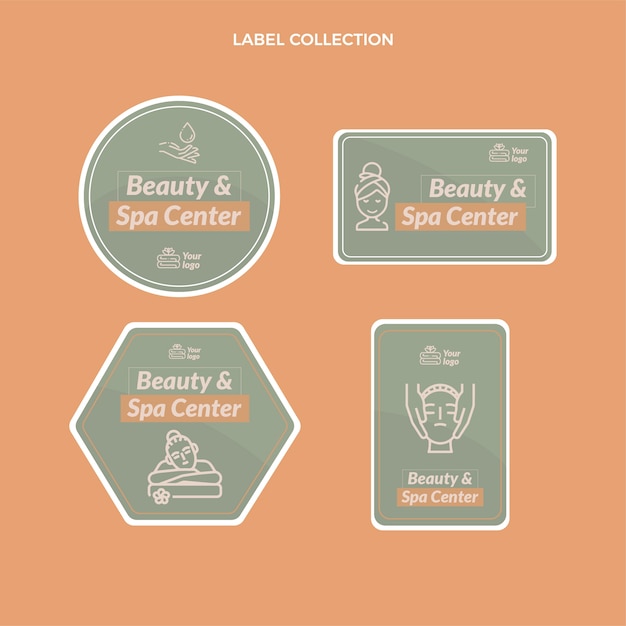 Vector gratuito colección de etiquetas de spa de diseño plano