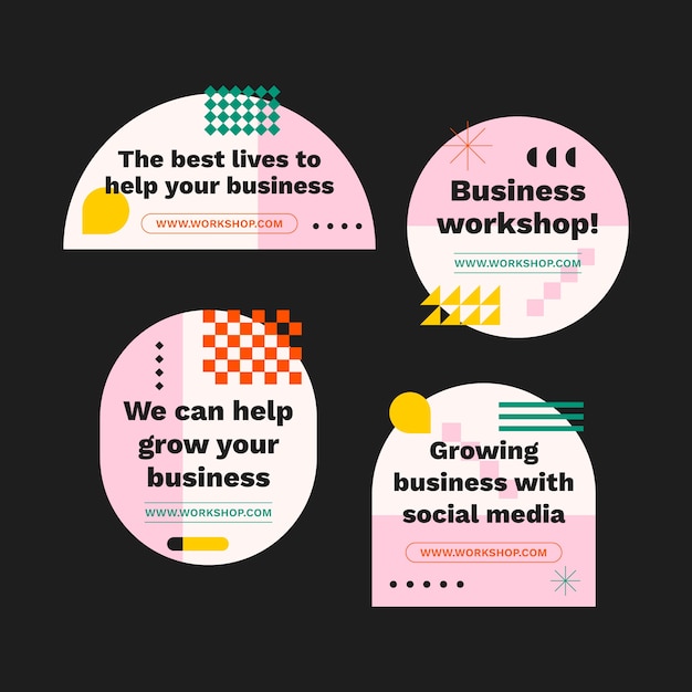 Colección de etiquetas de taller de negocios de diseño plano