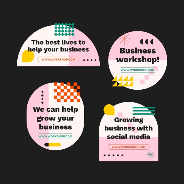 Colección de etiquetas de taller de negocios de diseño plano