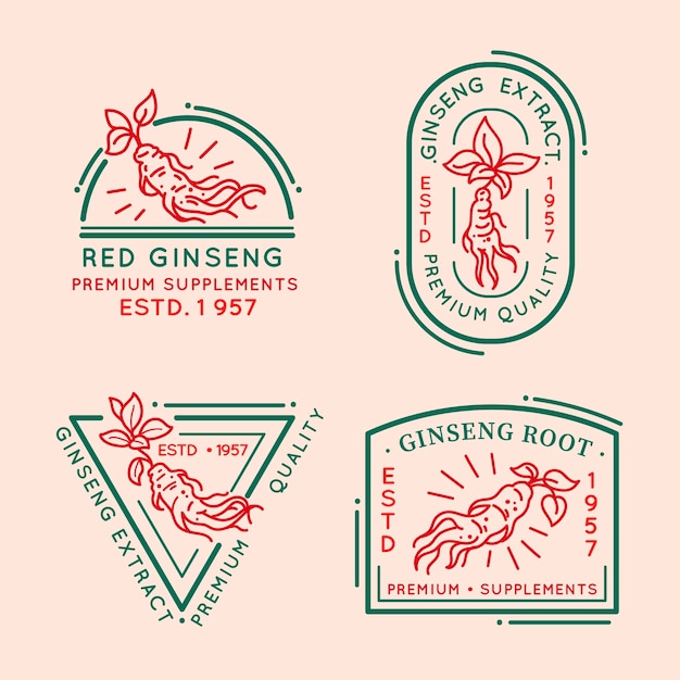 Colección de etiquetas de tarro de ginseng