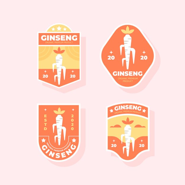 Colección de etiquetas de tarro de ginseng