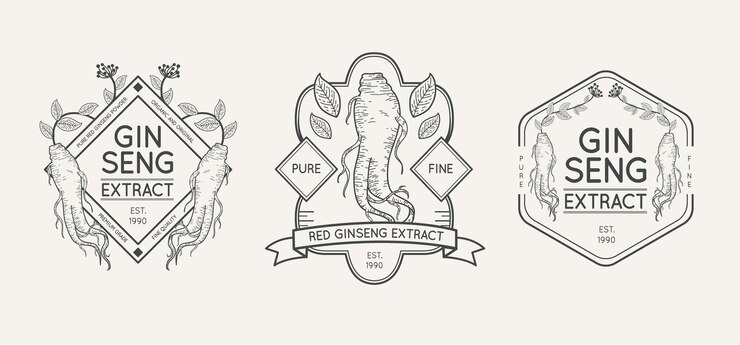 Vector gratuito colección de etiquetas de tarro de ginseng