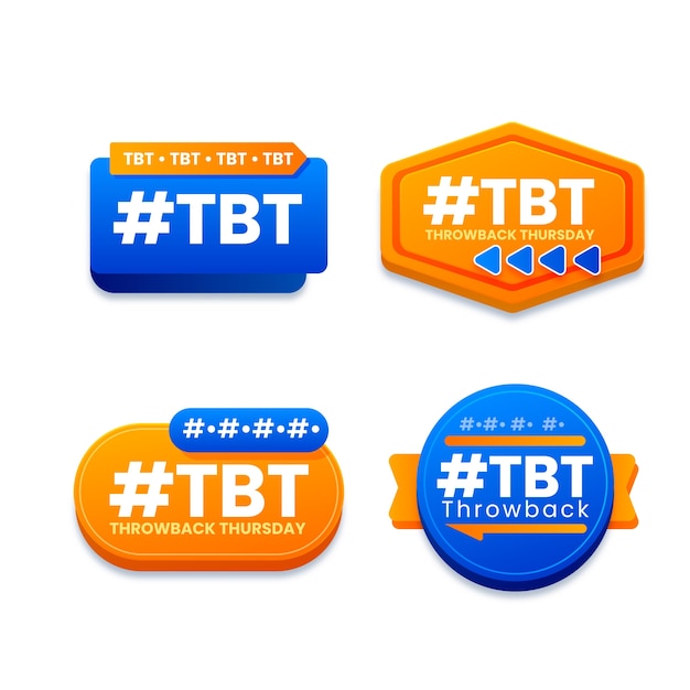 Vector gratuito colección de etiquetas tbt degradado