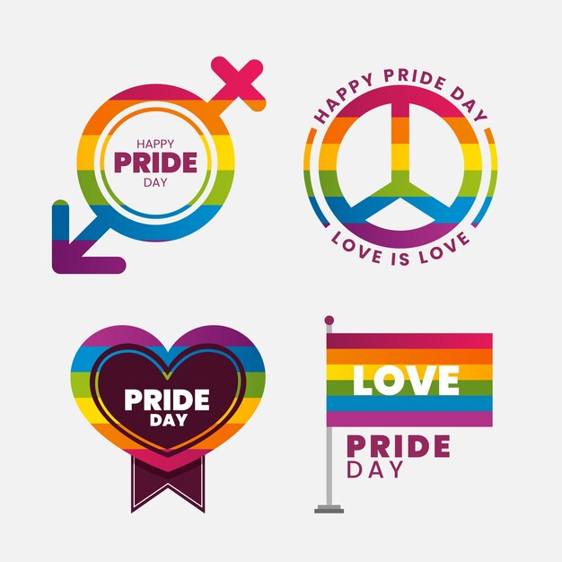 Colección de etiquetas con tema del día del orgullo
