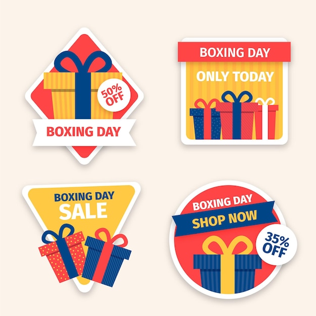 Colección de etiquetas de venta de boxing day dibujadas