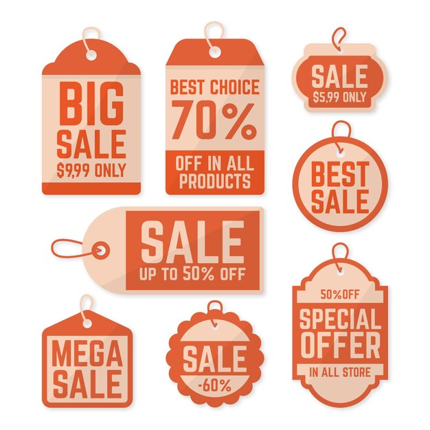 Colección de etiquetas de venta de época