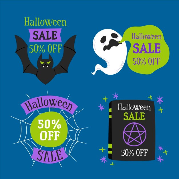 Colección de etiquetas de venta de halloween