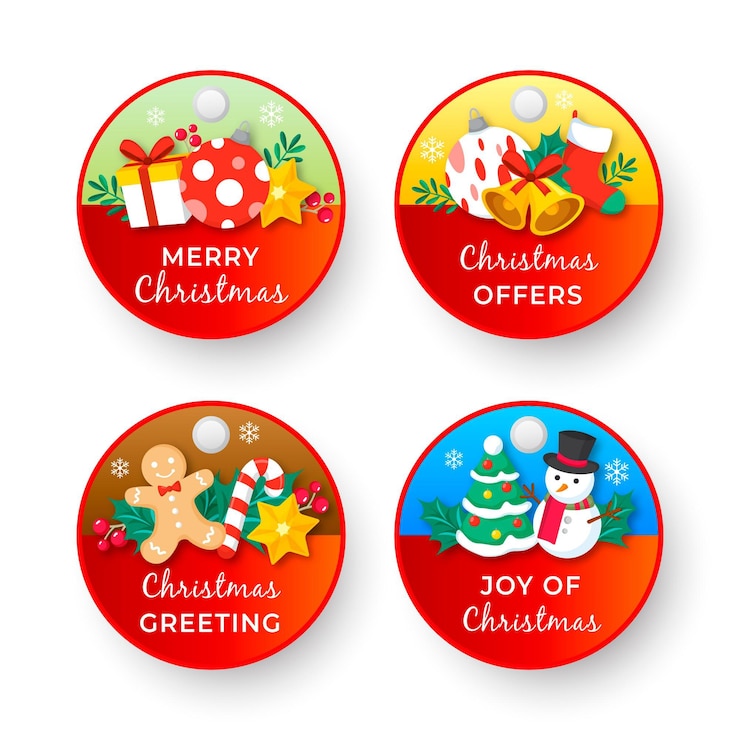 Vector gratuito colección de etiquetas de venta de navidad de diseño plano