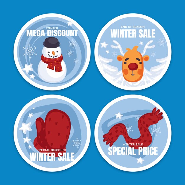 Colección de etiquetas de venta de temporada de invierno