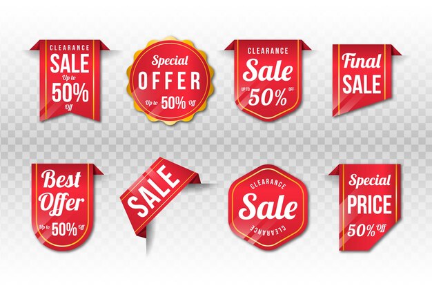 Colección de etiquetas de ventas realistas