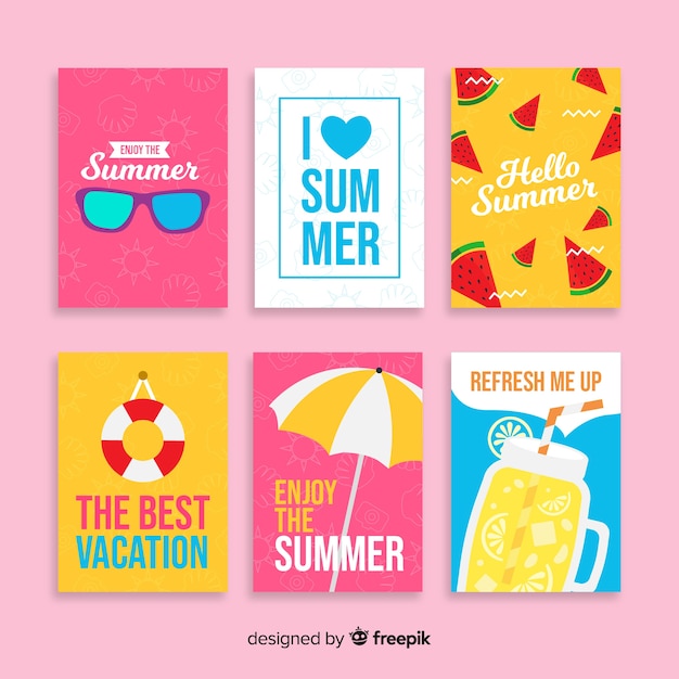 Vector gratuito colección etiquetas verano dibujadas a mano