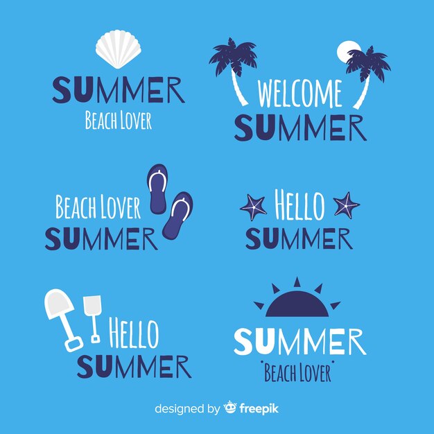 Colección de etiquetas de verano flat