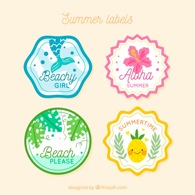 Colección de etiquetas de verano con naturaleza