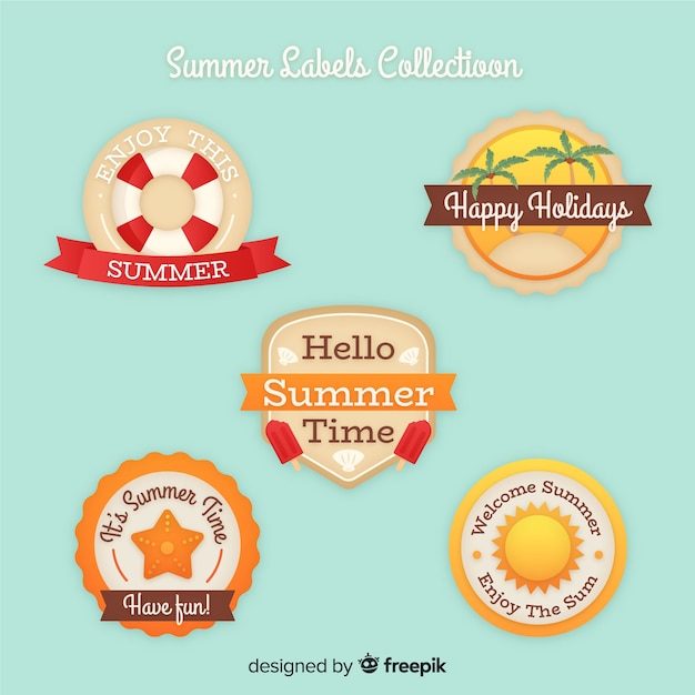 Vector gratuito colección de etiquetas de verano vintage