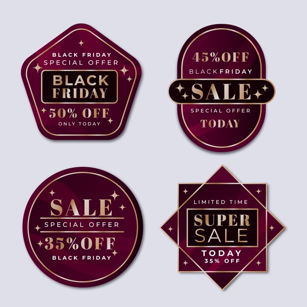 Colección de etiquetas de viernes negro degradado