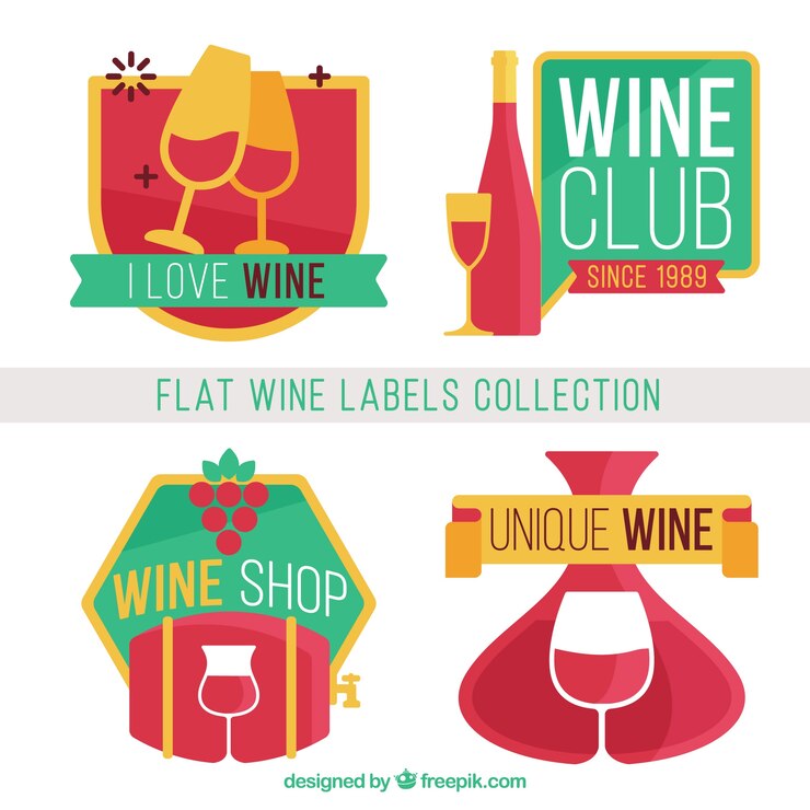 Vector gratuito colección de etiquetas de vino planas