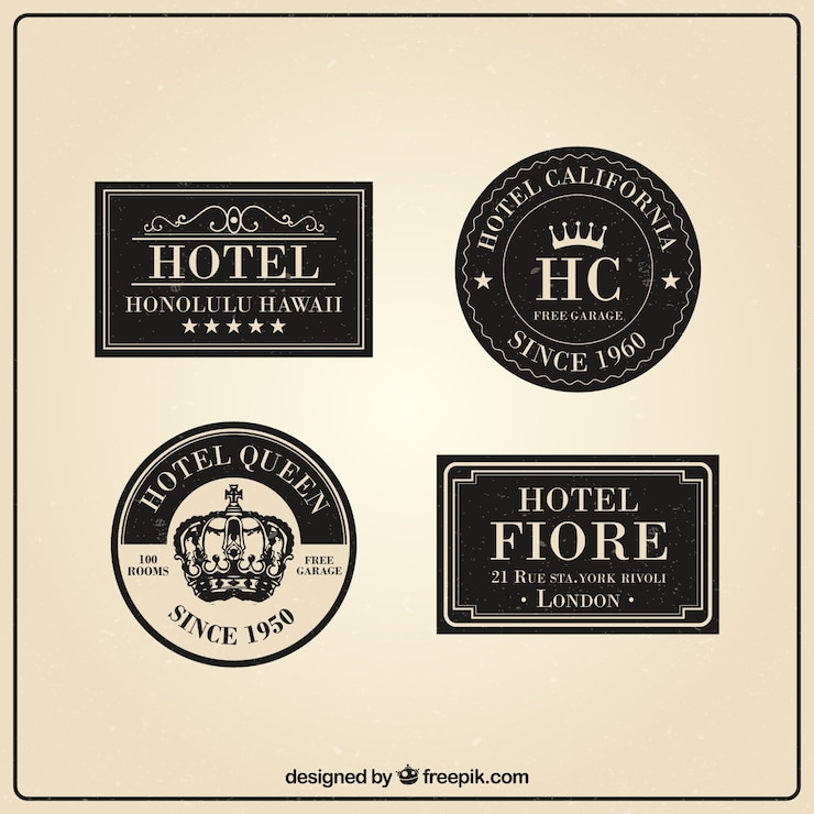 Vector gratuito colección de etiquetas vintage de hotel