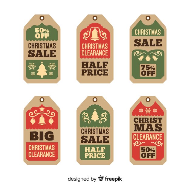 Colección etiquetas vintage rebajas navidad