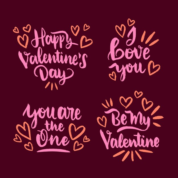Colección de etiquetas vintage de san valentín