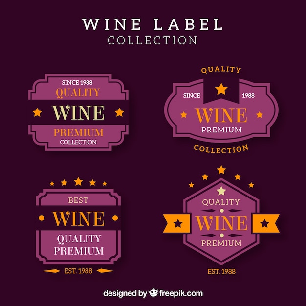 Vector gratuito colección de etiquetas vintage de vino