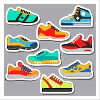 Vector gratuito colección de etiquetas de zapatillas deportivas