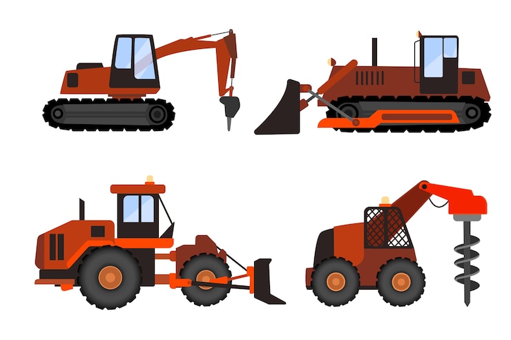 Vector gratuito colección excavadora