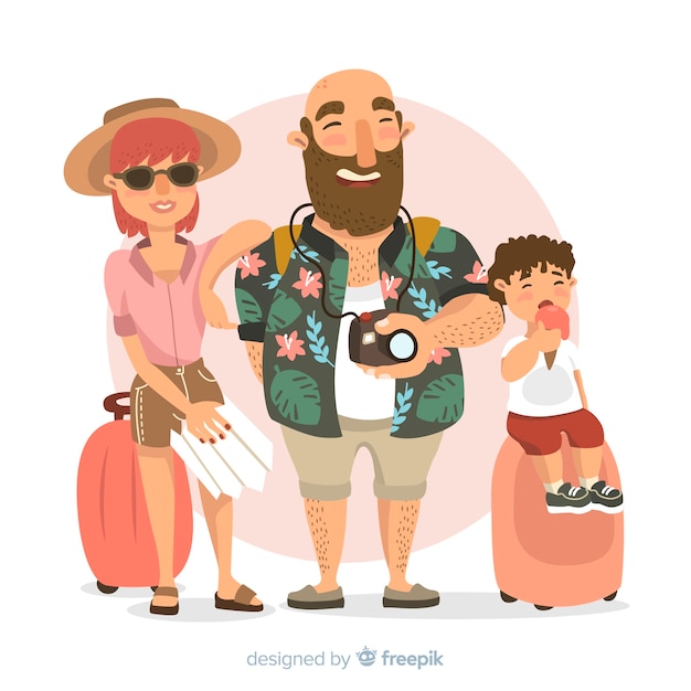 Vector gratuito colección familia viajando